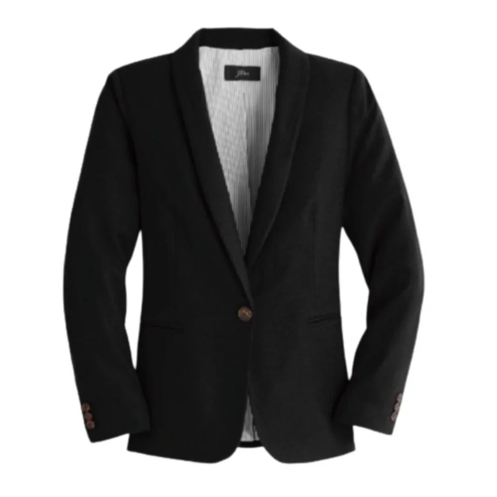 J.Crew Parke Wool Blazer Black Classic Tailored Workwear Jacket, size 2 - Picture 4 of 15